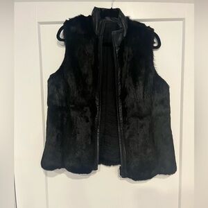 Vintage fur and leather trimmed reversible vest
